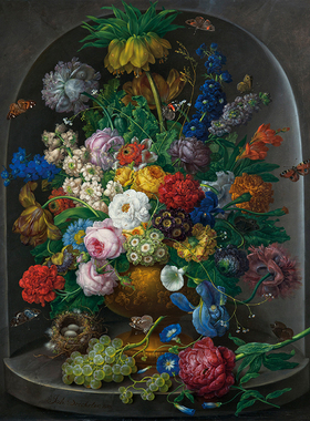 喷绘古典风花卉静物餐厅无框画