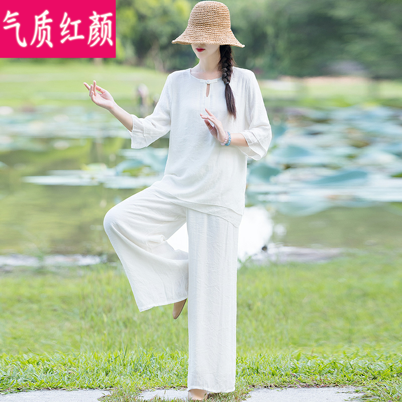 中式唐装女装棉麻中国风复古禅意 气质红颜上衣