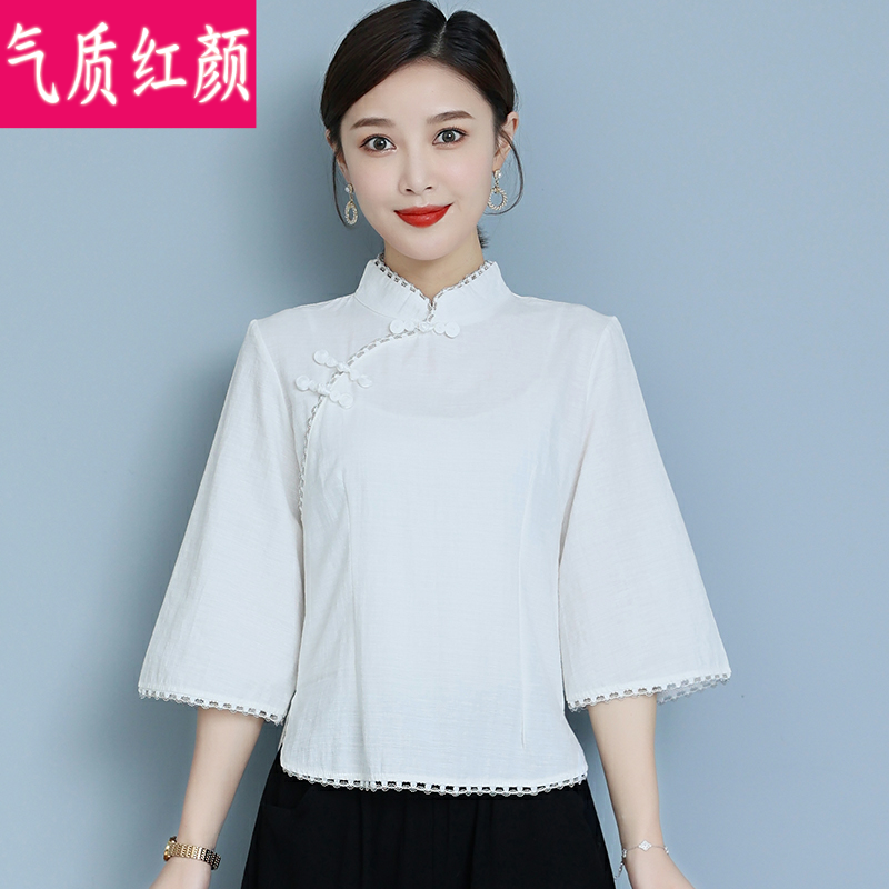 夏季禅意改良旗袍唐装上衣复古汉服 气质红颜上衣