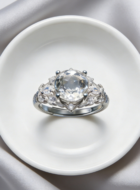 坤恩宫廷典雅活口白水晶戒指