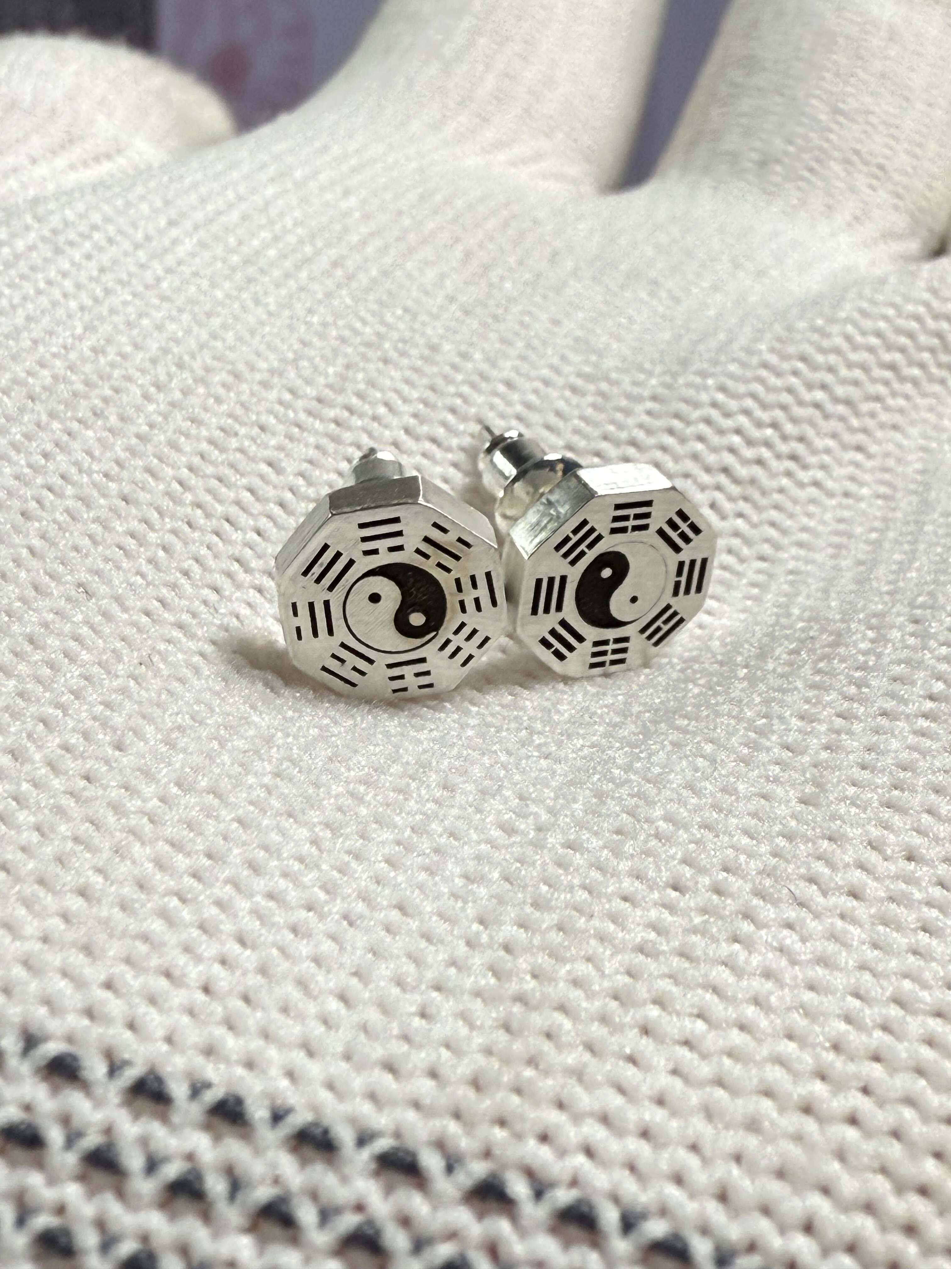 戴礼记999足银先天八卦后天八卦阴阳鱼耳钉一对可改图改尺寸,淘宝优惠券,粉丝福利购,淘宝优惠卷