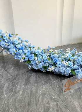 瀑布假花仿真花生日宴桌花酒店包厢布置花排婚礼舞台订婚装饰花排