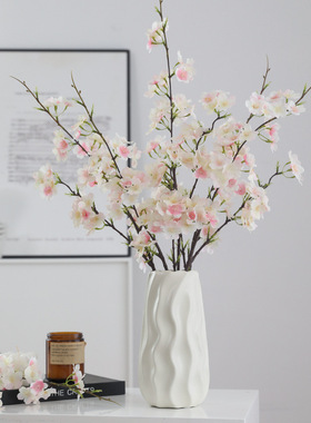 新品仿真2叉日本樱花枝假花客厅餐桌摆件婚庆布置拍照道具桃花枝