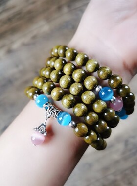 金丝楠木手串108颗佛珠项炼阴沉木男女小叶紫檀黄花梨念珠手炼子