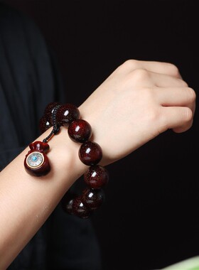 小叶紫檀佛珠时来运转福袋手串男女招财念珠满金星沉水档位珠车挂