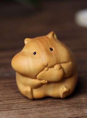 黄杨木雕手把件萌新吃货仓鼠四兄弟系列车载礼品桌面小摆件工艺品