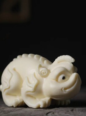 象牙果独角兽牛柄件微景观珠宝汽车中控台装饰品中国风茶宠物