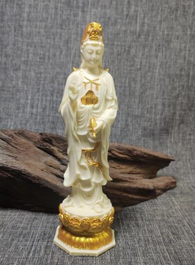 象牙果雕刻佛像摆件观音像家用玄关卧室桌面工艺礼品西方三圣