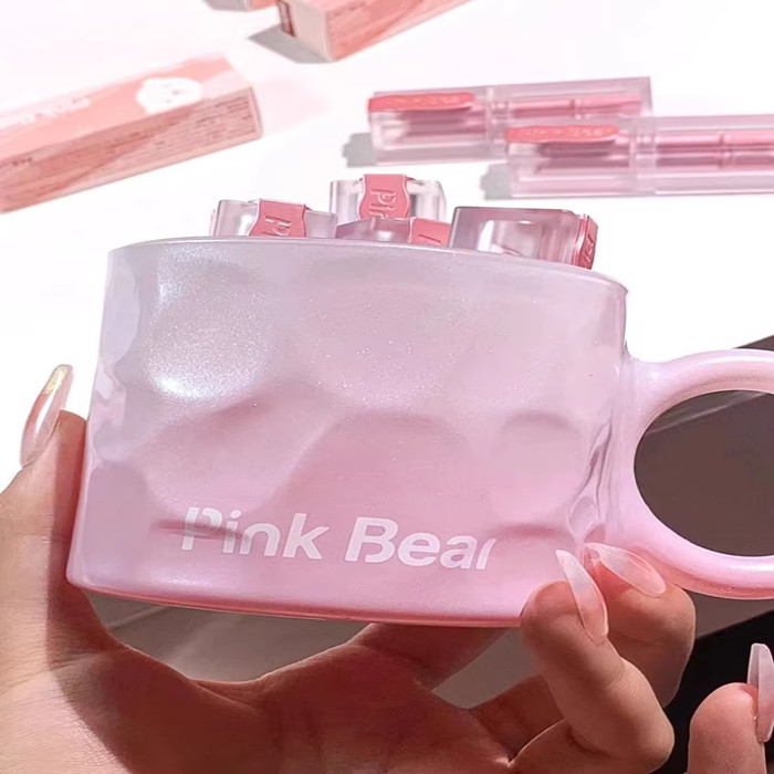 Pink Bear皮可熊loopy手持镜糖光口红小熊镜子水杯网球包包粉晶杯