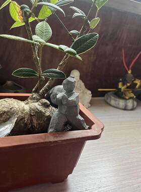 太极功夫小人石头摆件宠