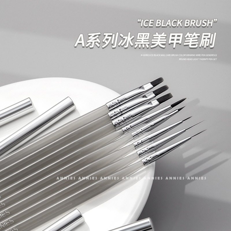 恩妮诗冰黑美甲笔套装刷8支彩绘拉线笔雕花渐变晕染笔美甲光疗笔,淘宝优惠券,粉丝福利购,淘宝优惠卷