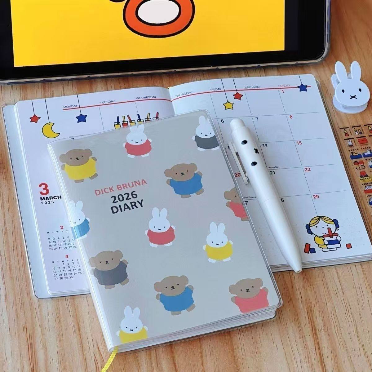 米菲兔2026日程本学生插画日系计划本手账本可爱卡通少女心笔记本,淘宝优惠券,粉丝福利购,淘宝优惠卷