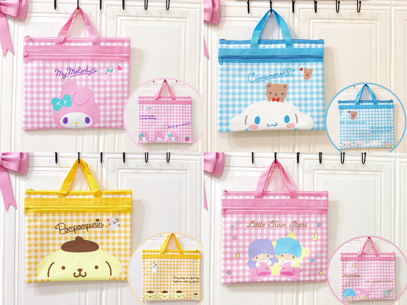 日系高颜值手提包A4大号笔记本电脑包学生办公试卷补习收纳文件袋 - 图0