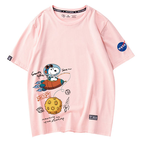 nasa联名宇航员T恤女2025夏装纯棉半袖涂鸦设计感ins情侣装短袖潮 - 图1