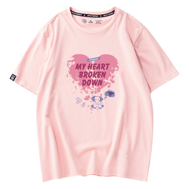 漂亮爱心短袖t恤女夏2023年新款小众别致宽松oversize闺蜜姐妹 装