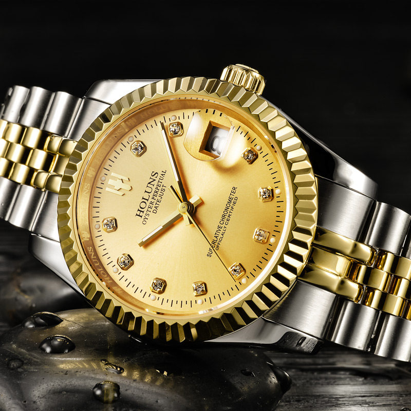 瑞士豪伦诗holuns蚝式男全男士手表 豪伦诗手表国产腕表