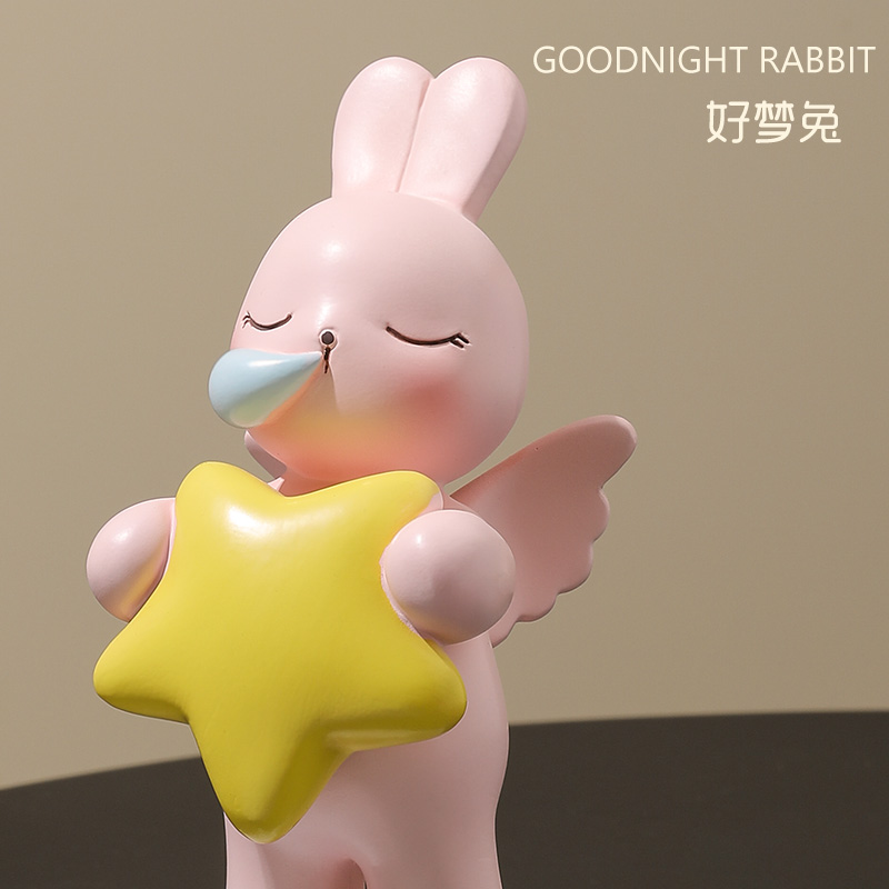 兔子摆件轻奢少女心儿童房间家居装饰品卧室桌面摆设治愈可爱礼物 - 图2