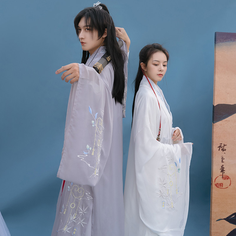 清梳如意情侣魏晋风交领齐腰cp汉服 清梳民族服装/舞台装