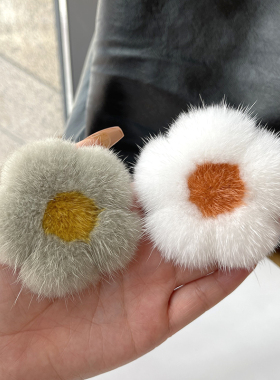 水貂毛小花发绳可爱毛绒球头绳韩国网红气质毛绒发圈皮筋扎头发饰