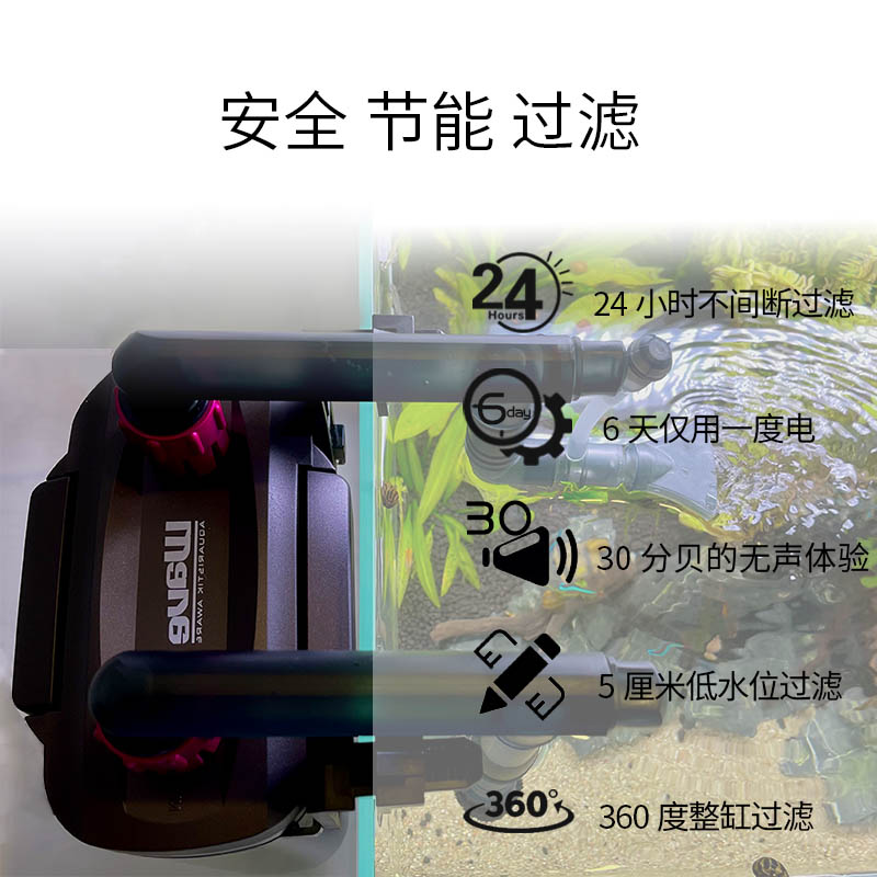 WAVE680壁挂过滤器鱼缸小型静音外置挂式滤桶浅低水位龟缸也能用 - 图2