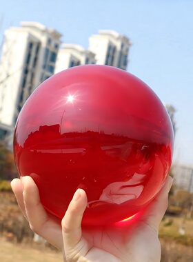 红色水晶球桌面摆件客厅简约现代人造水晶祝福家居装饰品办公桌