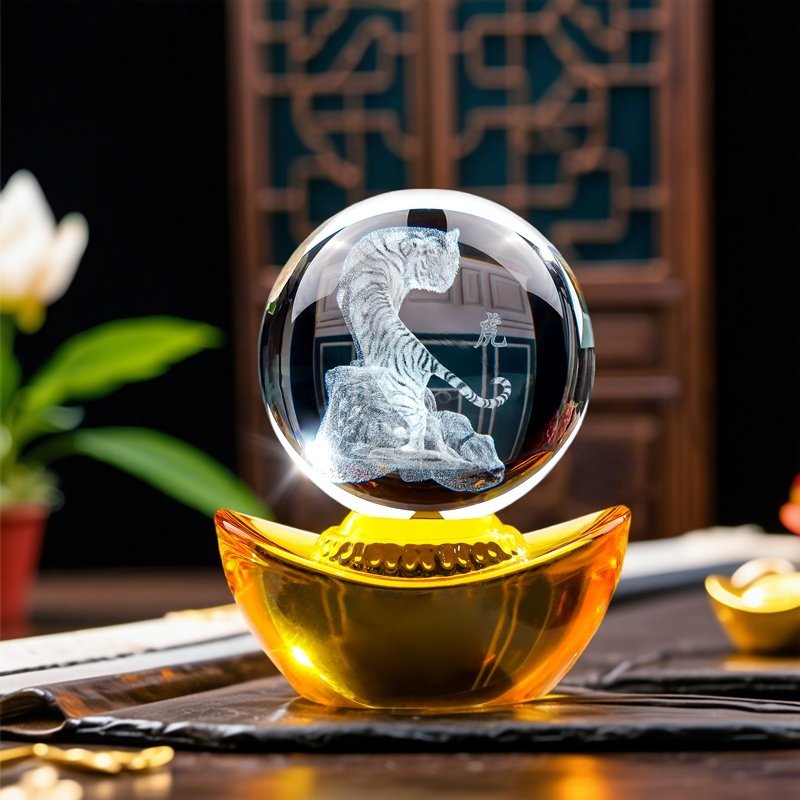 水晶球摆件金元宝造型家居装饰品简约现代12生肖生日礼物定制定做,淘宝优惠券,粉丝福利购,淘宝优惠卷