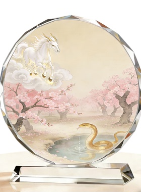 彩绘龙马衔春瑞兽摆件中式神兽雕塑迎祥纳运客厅玄关国风软装工艺