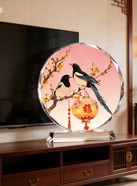 喜鹊报喜摆件中式吉祥工艺品客厅玄关摆设乔迁报喜纳福家居装饰礼