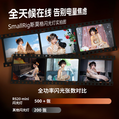 斯莫格RS20迷你闪光灯适用索尼A7C2 ZVE1佳能尼康富士理光GR3微单相机连拍外置机顶灯热靴外接便携补光灯 - 图1