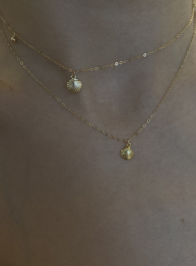 poluoguizu原创小众美国进口14k包金精致小贝壳高级锁骨链限量