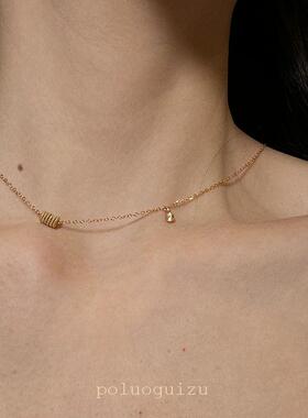 ＜轮回＞原创小众通体美国14k包金锆石项链锁骨链日常精致保色好