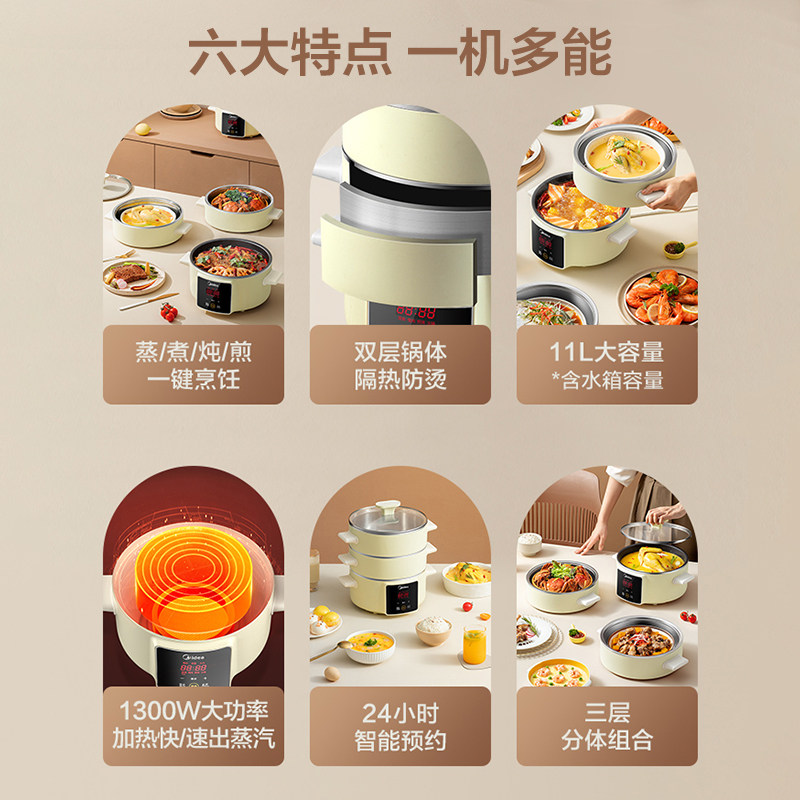 美的食色电蒸锅多功能蒸笼家用蒸箱 美的食色生活电蒸锅/台式电蒸箱/肠粉机