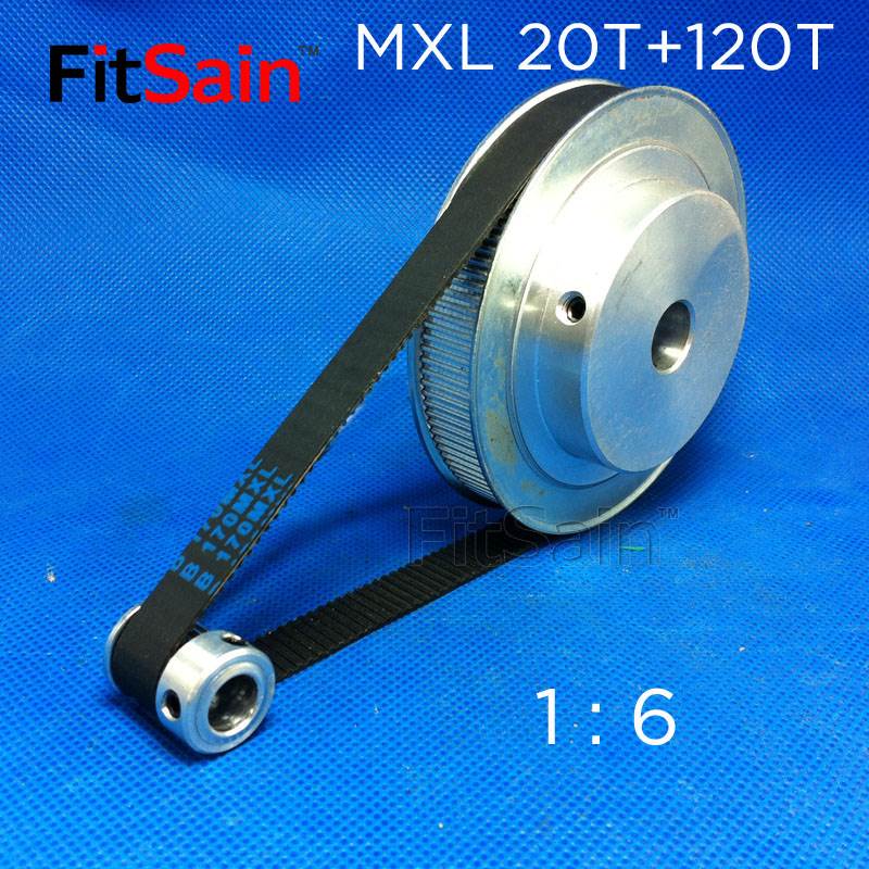 FitSain-MXL带宽10同步轮20齿+120齿1比6步进电机皮带轮齿轮减速 - 图0