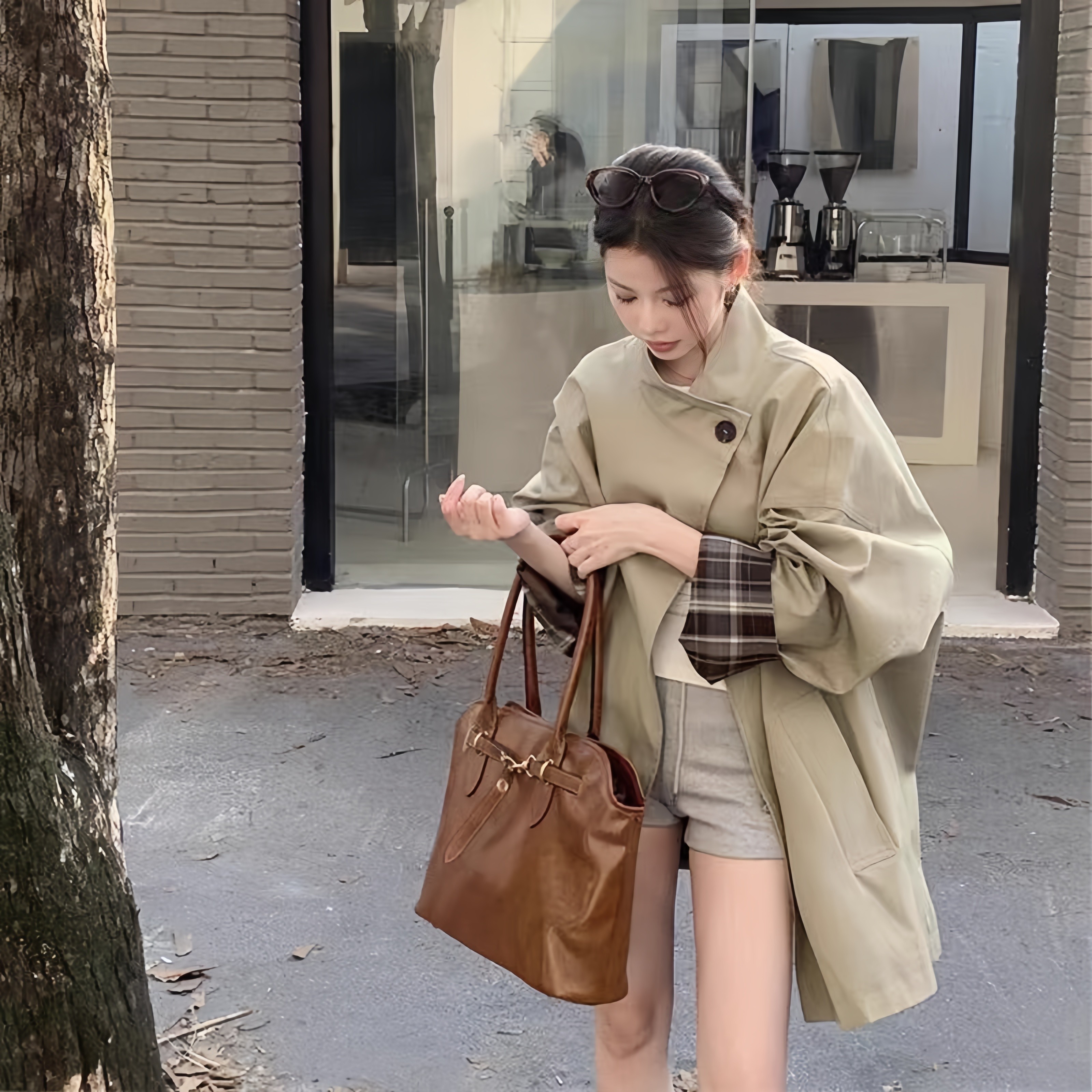 春秋小个子中长款风衣外套