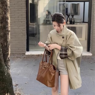 春秋小个子中长款风衣外套