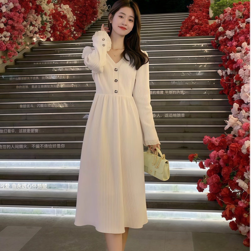 FY法式甜美温柔风连衣裙小众不规则小个子气质收腰显瘦秋季