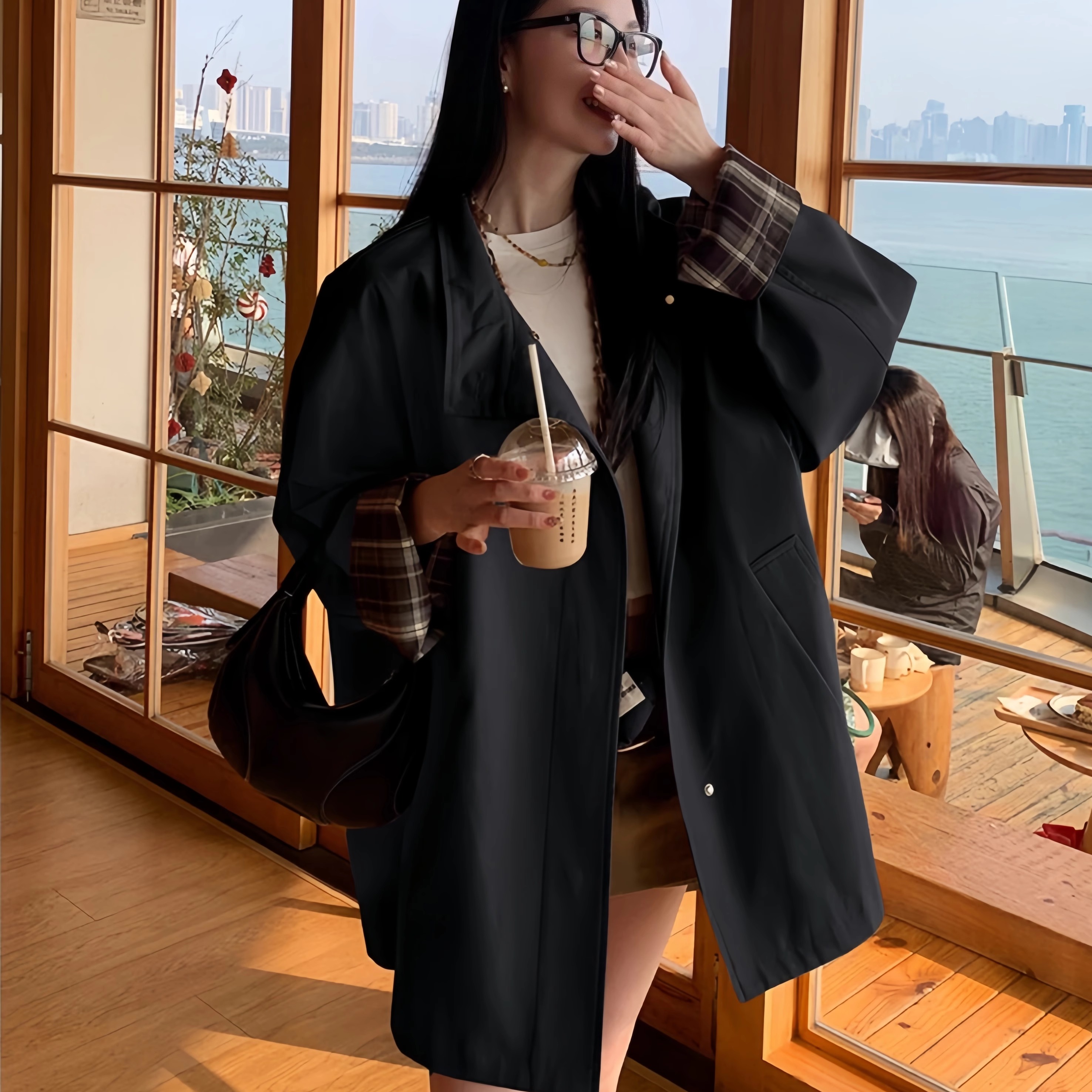 BY 2025春秋小个子短款外套百搭韩版时尚短款风衣