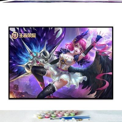 王者荣耀 小乔天鹅之梦游戏人物diy数字油画丙烯颜料手绘填色画画