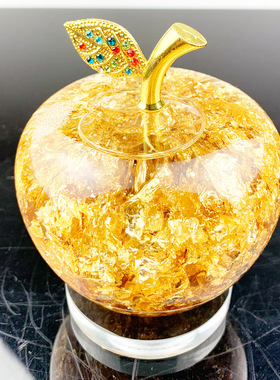 新款热销小号金箔水晶苹果摆件创意圣诞节礼品畅销东南亚礼品摆件