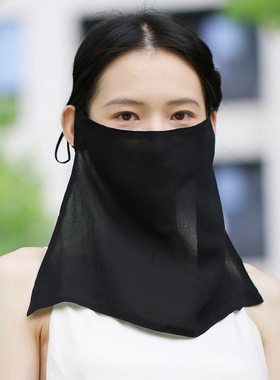 桑蚕丝一片式挂耳面纱古风真丝