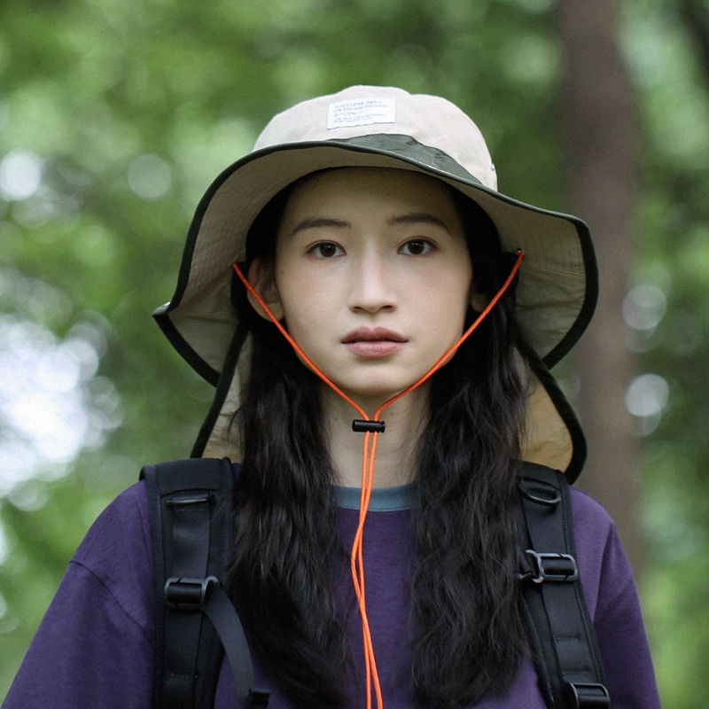 美式大檐渔夫帽登山盆帽护后颈颜值拼色防风防晒帽子户外徒步遮阳 - 图3