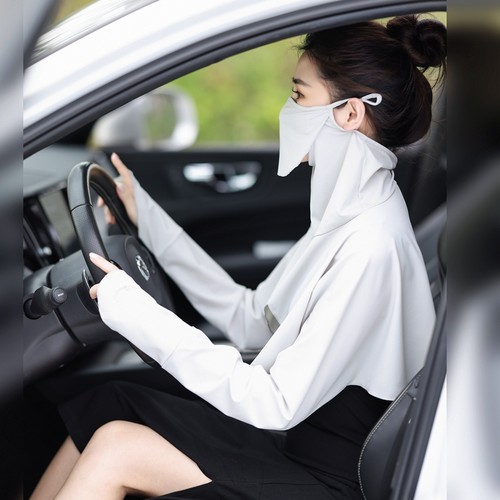 护全脸面罩罩衫夏天防紫外线脸基尼开车遮阳神器袖套一体防晒披肩 - 图3
