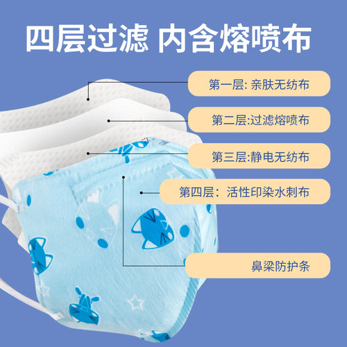 儿童口罩3d立体3-8到12岁女孩男童一次性透气小孩专用防护口耳罩 - 图0