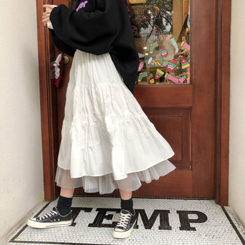 白色百褶中长款2020年夏季半身裙 艾熏格半身裙