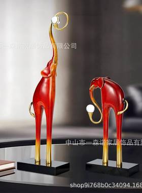 玄关招财铜大象细长摆件一对客厅轻奢高档旺宅电视柜装饰乔迁