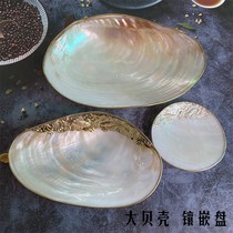 Shell Inlaid Disc Large Shell Fruit Pan Caviar Jam Upscale Refreshments Spoon Dish Light Lavish Southeast Asian Handiwork