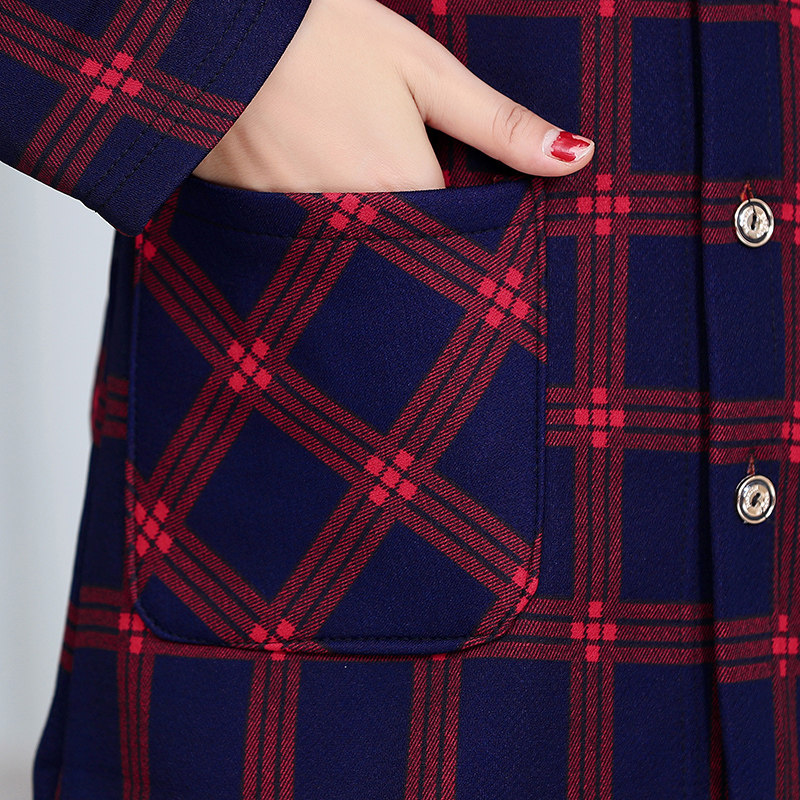 妈妈秋冬装加绒加厚外套中长款衬衫 私设中老年女装