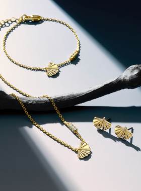 白鹿同款银杏系列项链手链耳钉