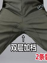 Work clothes pants plus gear work pants mens pure cotton straight cylinder loose abrasion resistant long pants casual electric welding workout pants