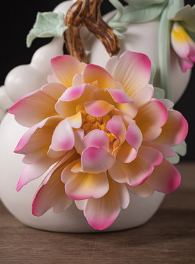 葫芦摆件五福临门招财镇宅陶瓷牡丹瓷花客厅办公室桌面装饰工艺礼